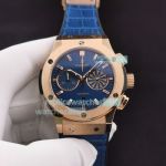 Swiss Replica Hublot Classic Fusion Blue Dial Leather Strap Rose Gold Watch 45MM